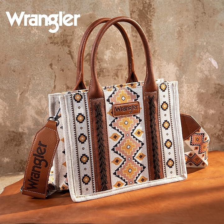 Wrangler Cream Southwestern Print Small Canvas Tote/Crossbody WG2202-8120SCF