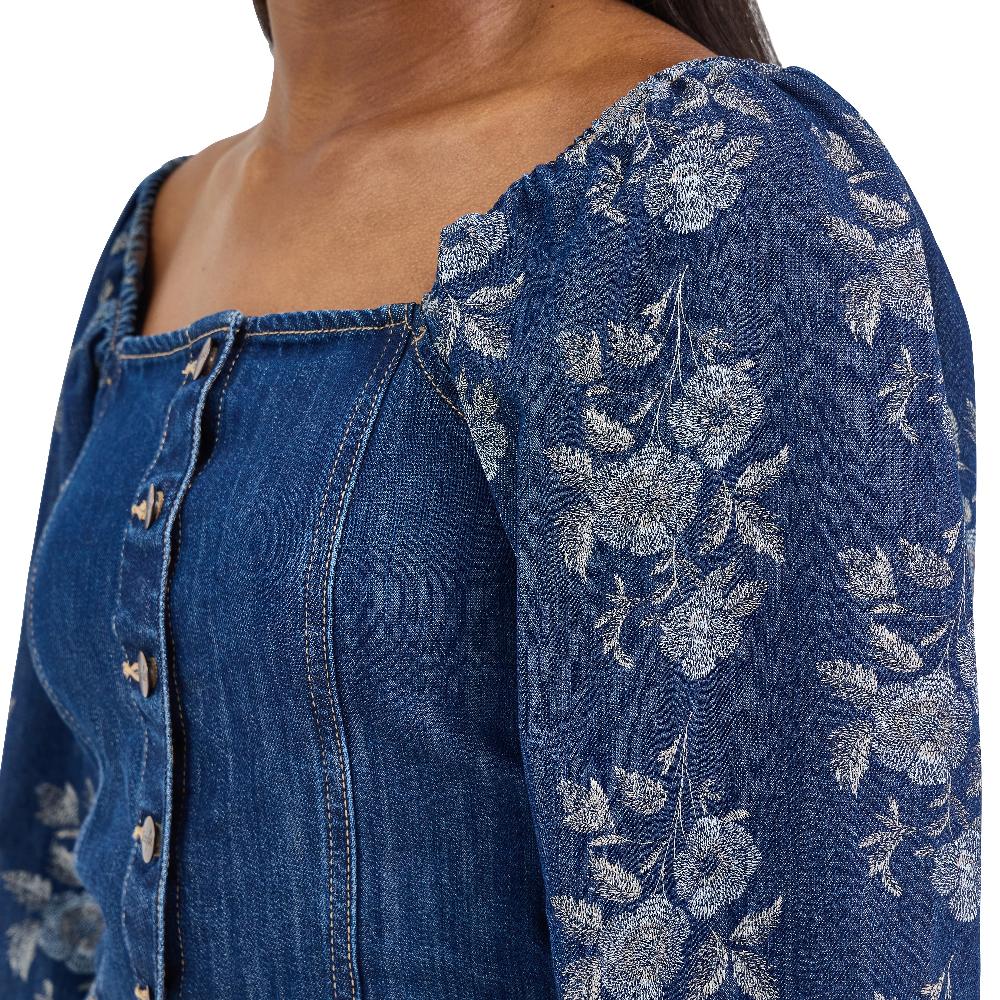 Wrangler Dark Denim Retro Denim Cropped Blouse 112368280