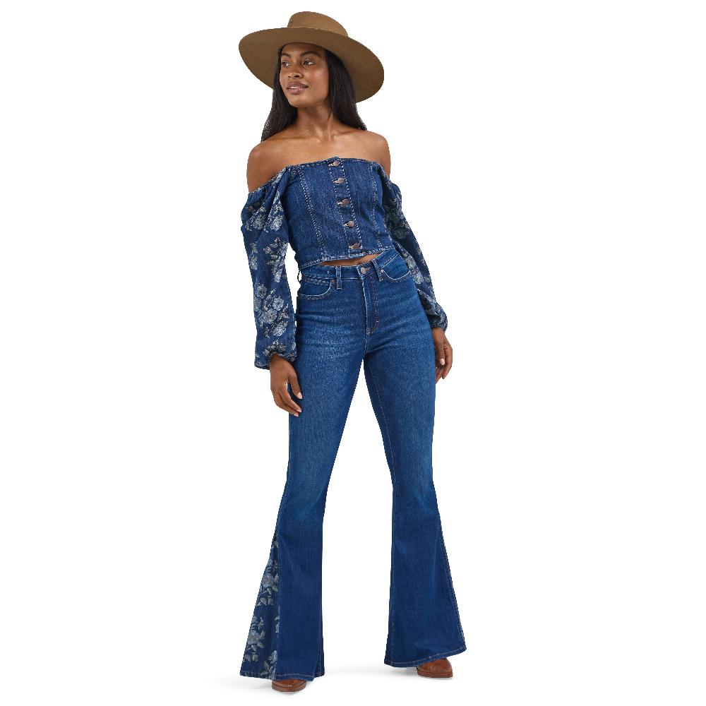 Wrangler Dark Denim Retro Denim Cropped Blouse 112368280