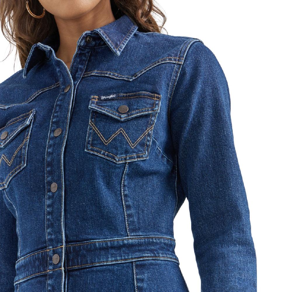 Wrangler Dark Denim Women's Western Denim Jacket Dress 112353126