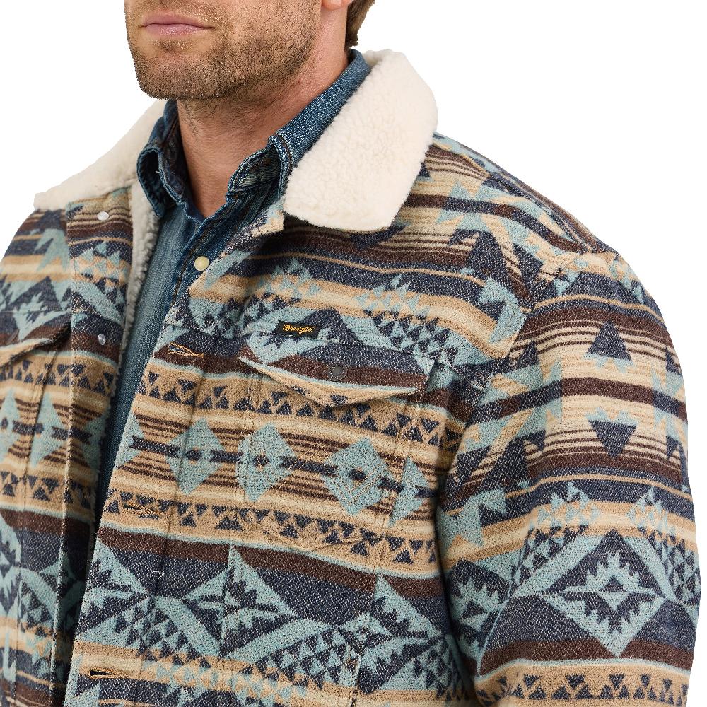 Wrangler Dark Sapphire Sherpa Lined Jacquard Men's Print Jacket 112368212