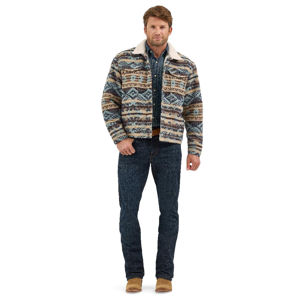 Wrangler Dark Sapphire Sherpa Lined Jacquard Men's Print Jacket 112368212