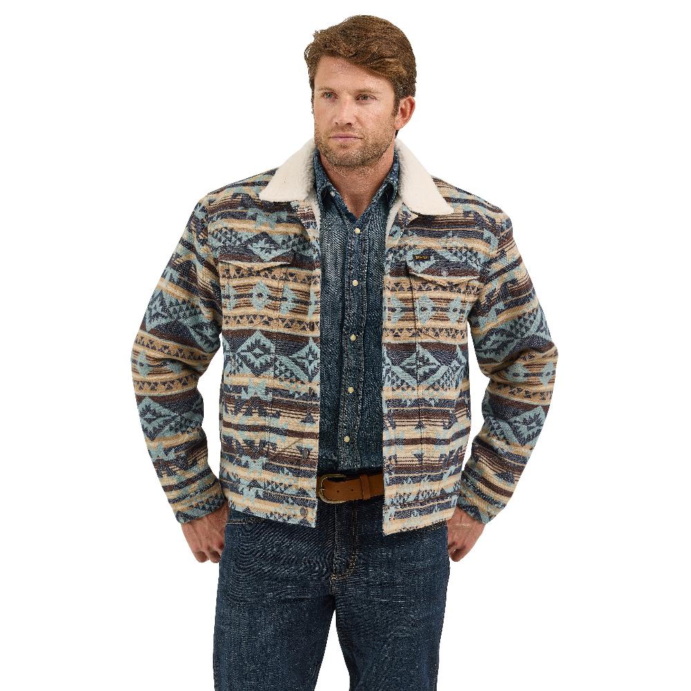 Wrangler Dark Sapphire Sherpa Lined Jacquard Men's Print Jacket 112368212