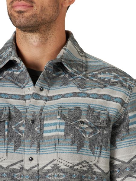 Wrangler Dark Shadow Retro Premium Jacquard Men's Longsleeve Snap Shirt 112318897