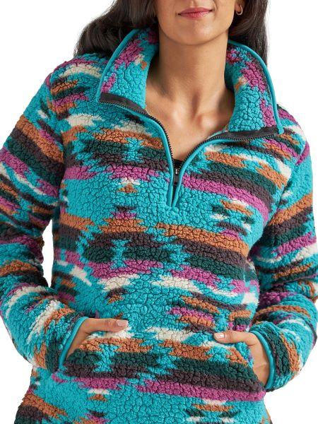 Wrangler Dark Teal Retro 1/4 Zip Women's Sherpa Pullover 112339578