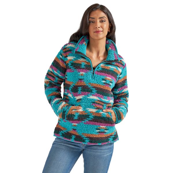 Wrangler Dark Teal Retro 1/4 Zip Women's Sherpa Pullover 112339578