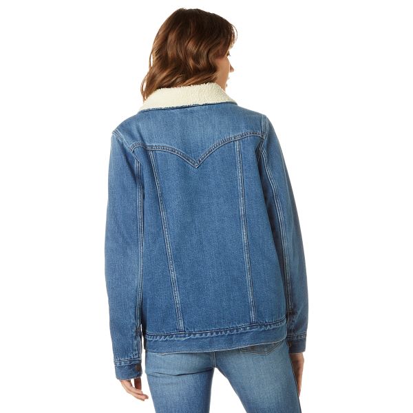 Wrangler Denim Color Sherpa Lined Women's Denim Barn Jacket 112335520
