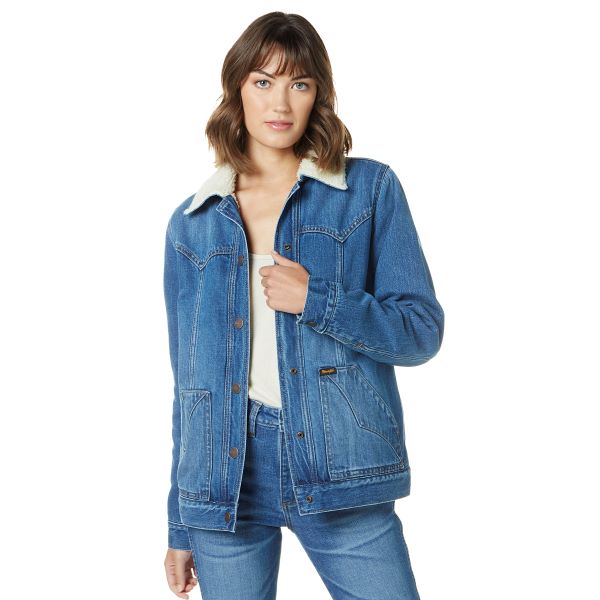 Wrangler Denim Color Sherpa Lined Women's Denim Barn Jacket 112335520