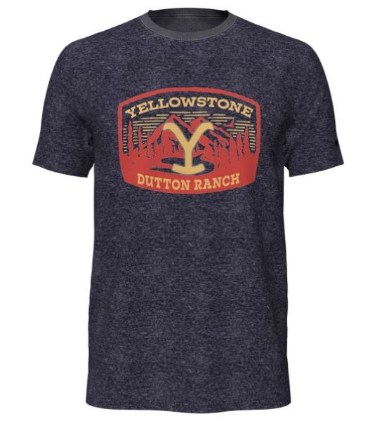 Wrangler Denim Heather Yellowstone Dutton Ranch Mens Graphic Tee Shirt 112323405