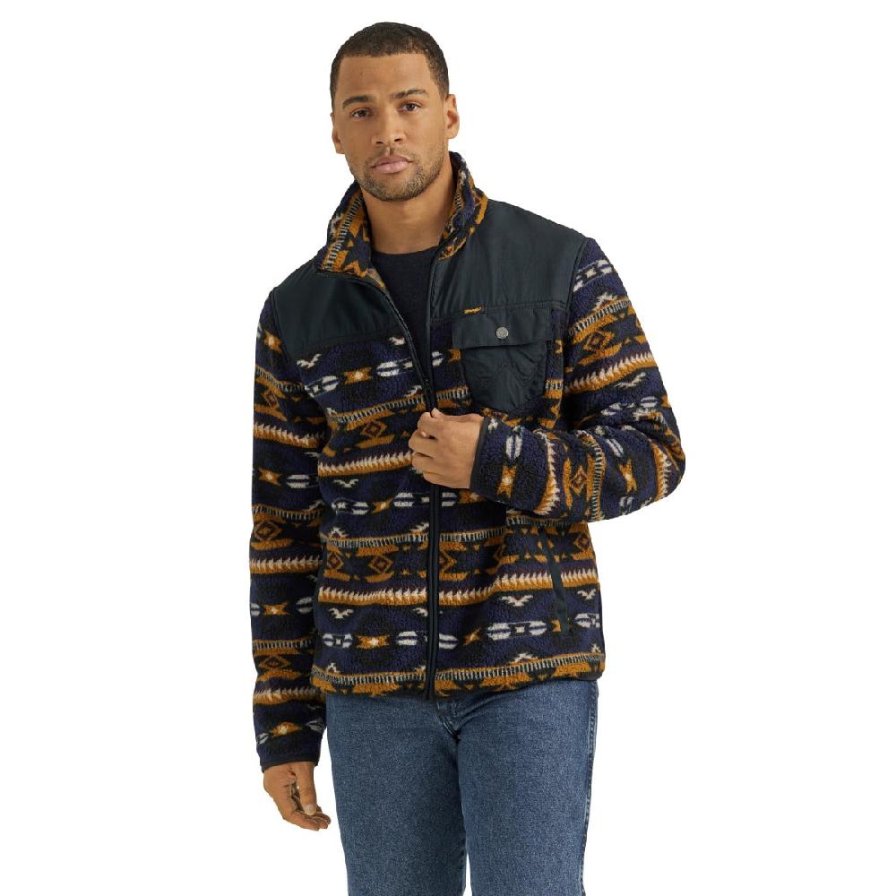 Wrangler Desert Vibe Zip Front Men's Lightweight Ripstop Yoke Sherpa Jacket with Stand Up Collar 112352970