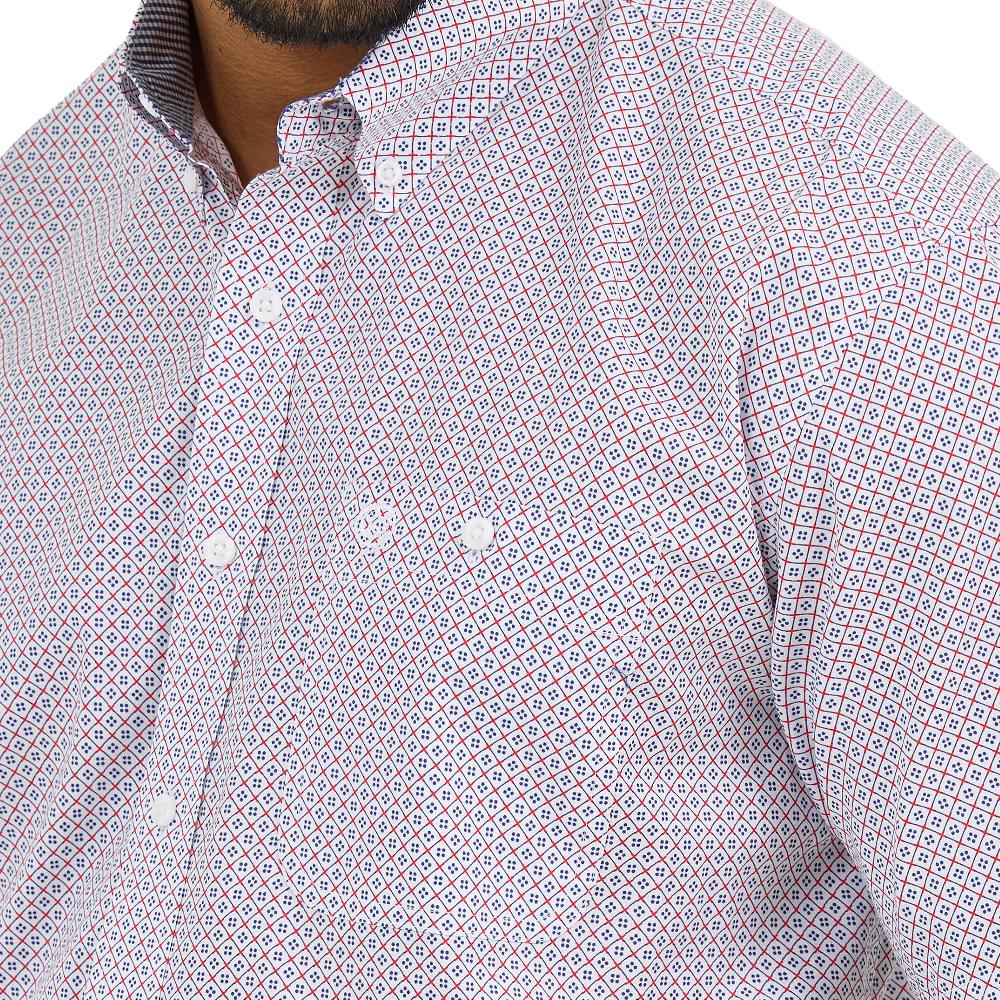 Wrangler Diam Blue Red George Strait Men's Collared Short Sleeve One Pocket Button Down Shirt 112365406