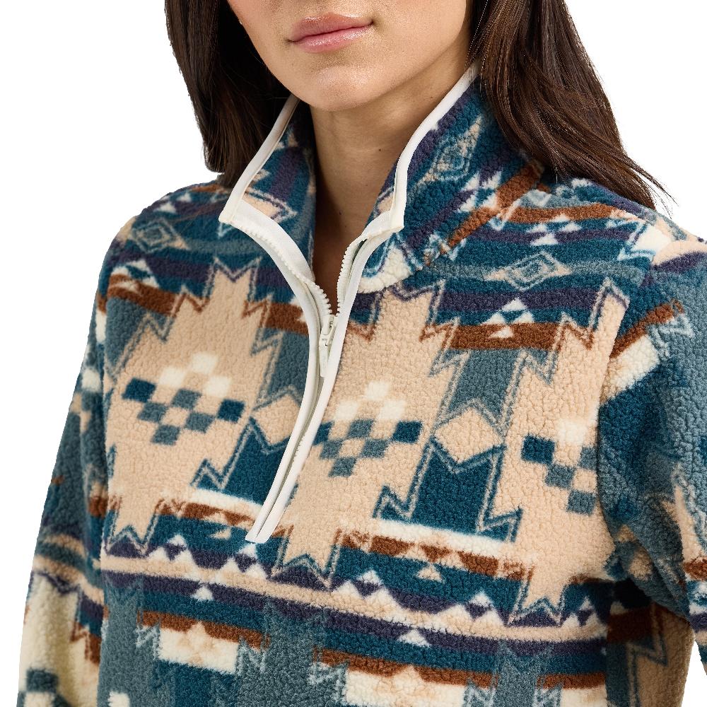 Wrangler Dusty Blue Retro Quarter Ziip Sherpa Women's Pullover Jacket 112367283