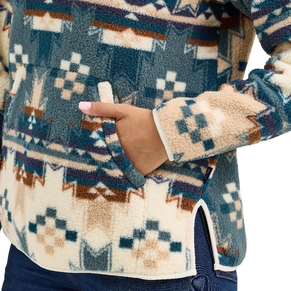 Wrangler Dusty Blue Retro Quarter Ziip Sherpa Women's Pullover Jacket 112367283