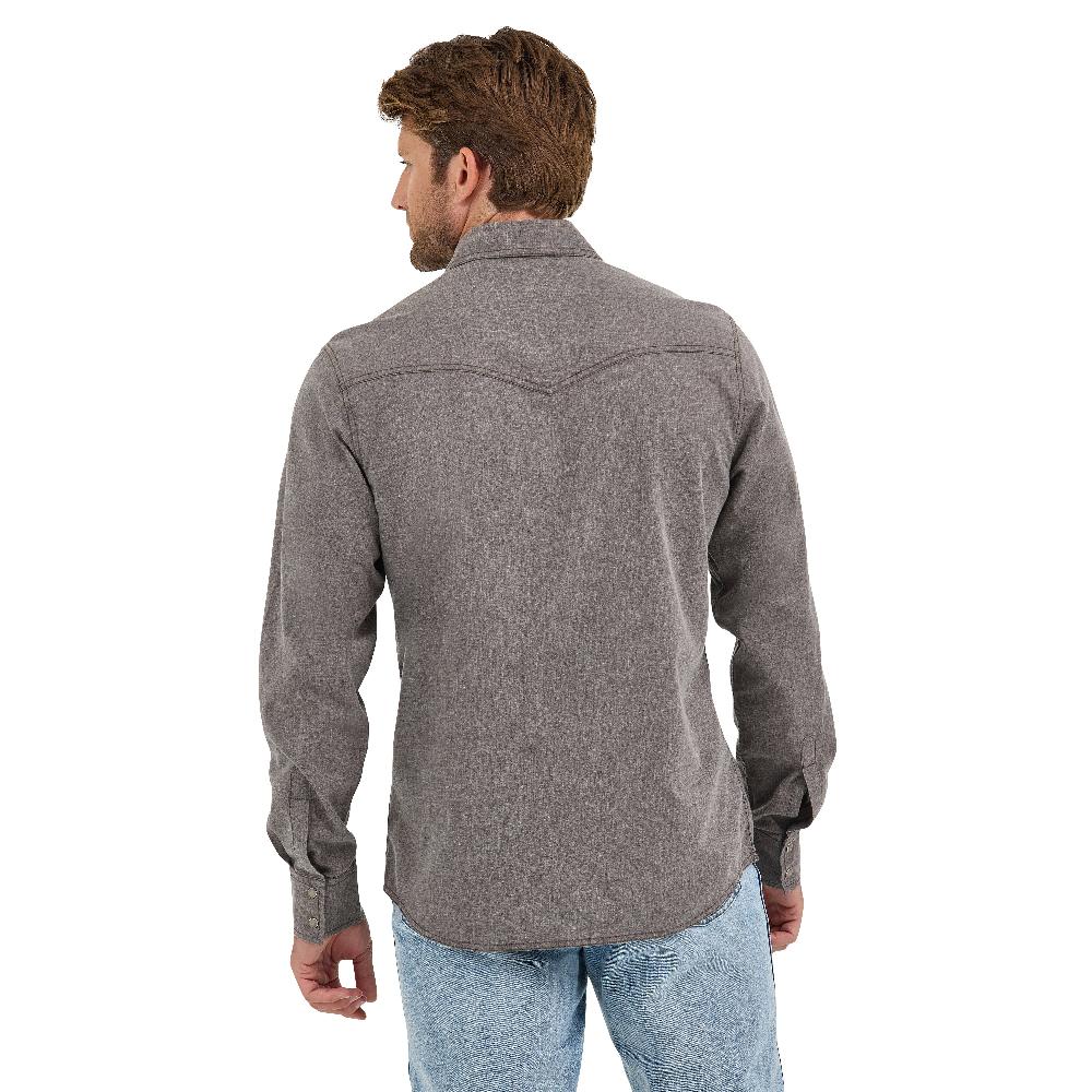 Wrangler Dusty Brown Retro Premium Men's Western Snap Solid Shirt 112368219