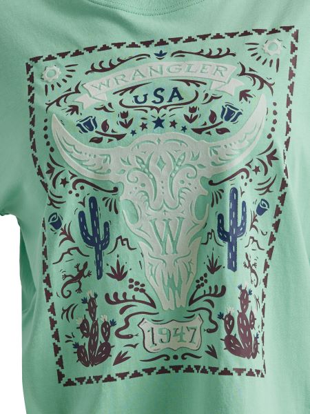 Wrangler Dusty Jade Retro Women's Long Sleeve Graphic Tee 112335497