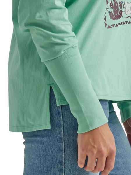 Wrangler Dusty Jade Retro Women's Long Sleeve Graphic Tee 112335497