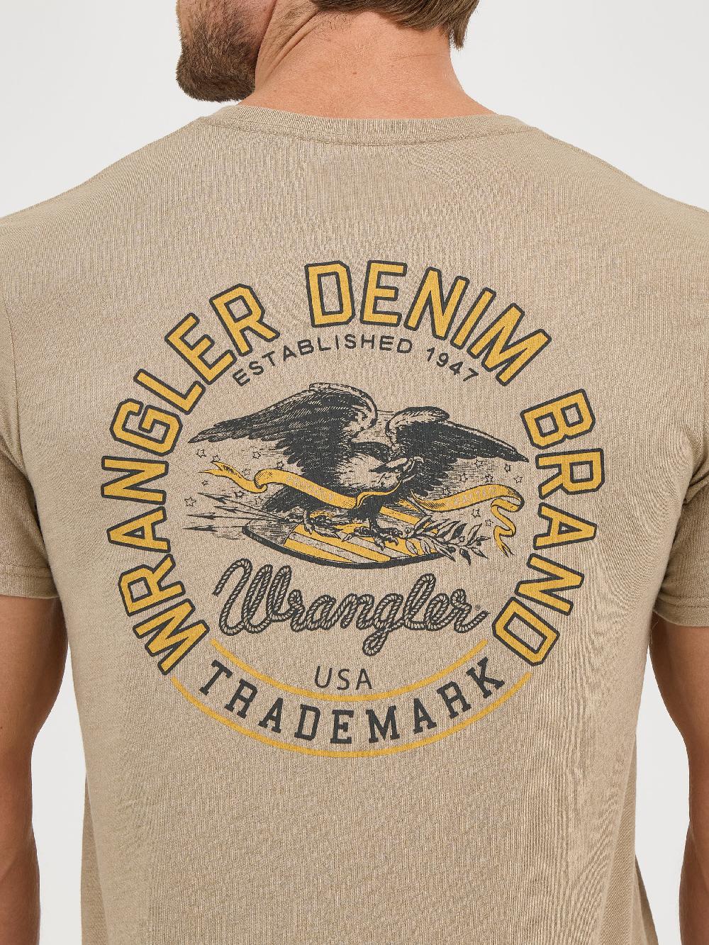 Wrangler Eagle Brown Men's Back Graphic Wrangler Denim Brand Short Sleeve T-Shirt 112361900