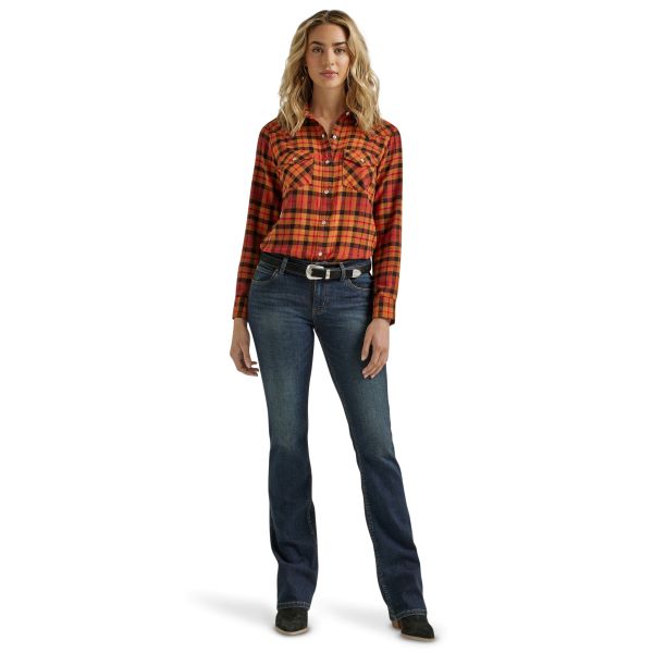 Wrangler Essentials Women's Adobe Plaid Western Snap Shirt 112339572