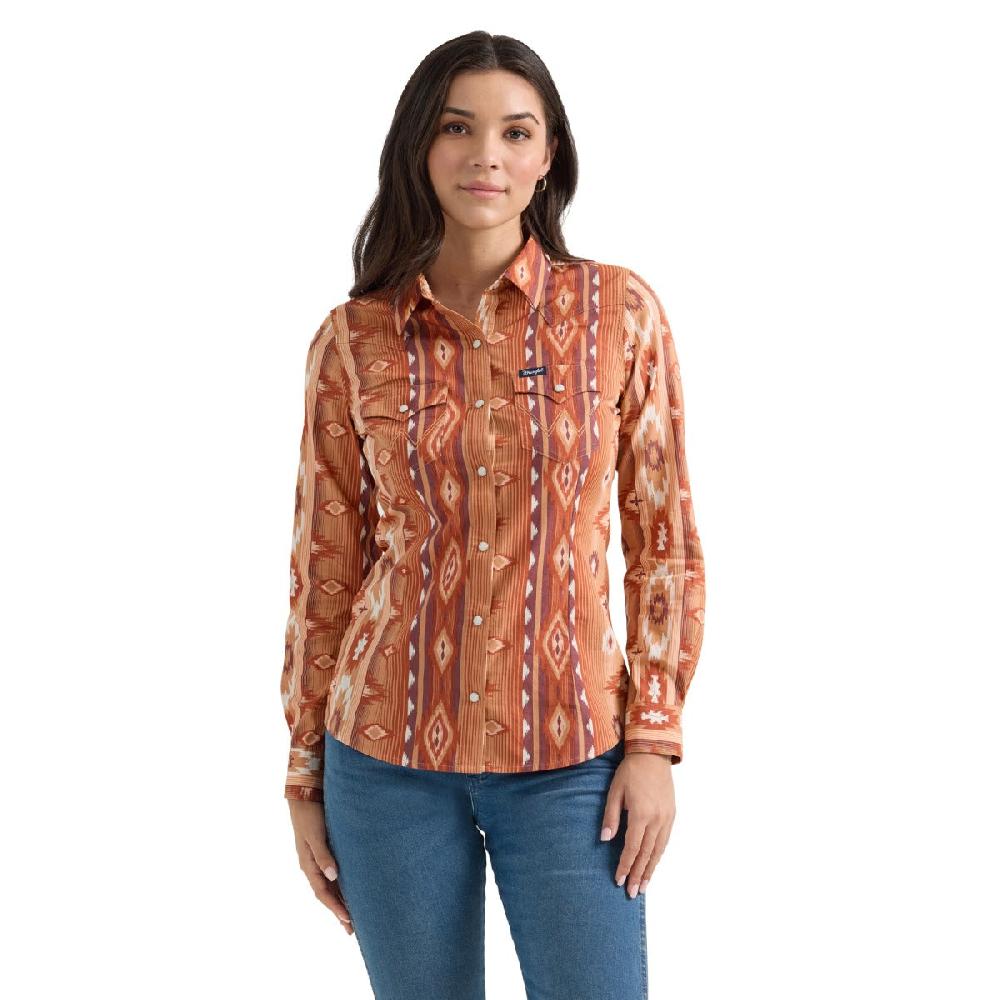 Wrangler Fiery Checotah Retro Classic FIt Collared Longsleeve Women's Snap Shirt 112361186