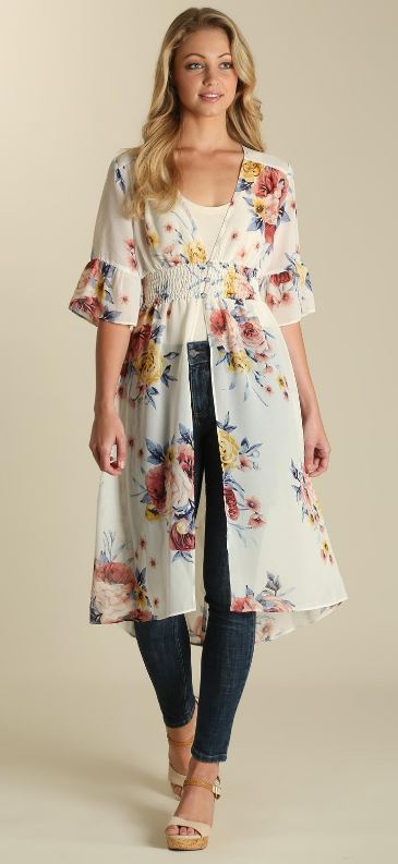 Wrangler Floral Multi Open Front Womens Duster LW1891M