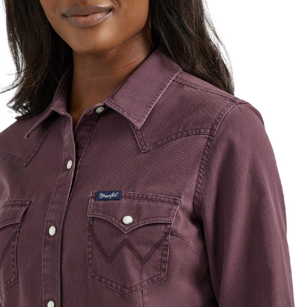 Wrangler Fudge Retro Women's Collared Longsleeve Western Snap Shirt 112356659