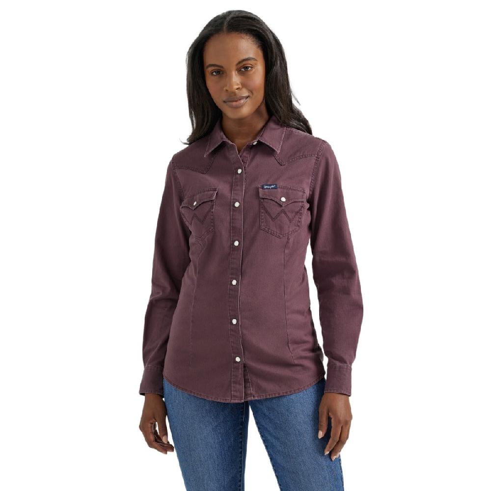 Wrangler Fudge Retro Women's Collared Longsleeve Western Snap Shirt 112356659