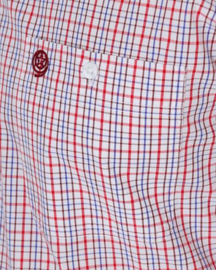 Wrangler George Strait White/Red Long Sleeve Poplin Plaid Shirt MGSR437