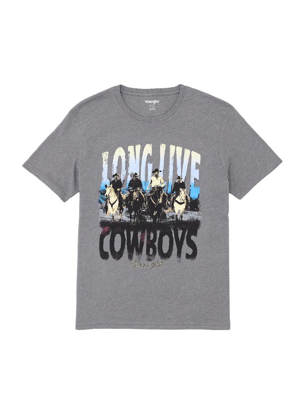 Wrangler Graphite Heather Men's Long Live Cowboys Regular Fit Graphic Short Sleeve T-Shirt 112365658