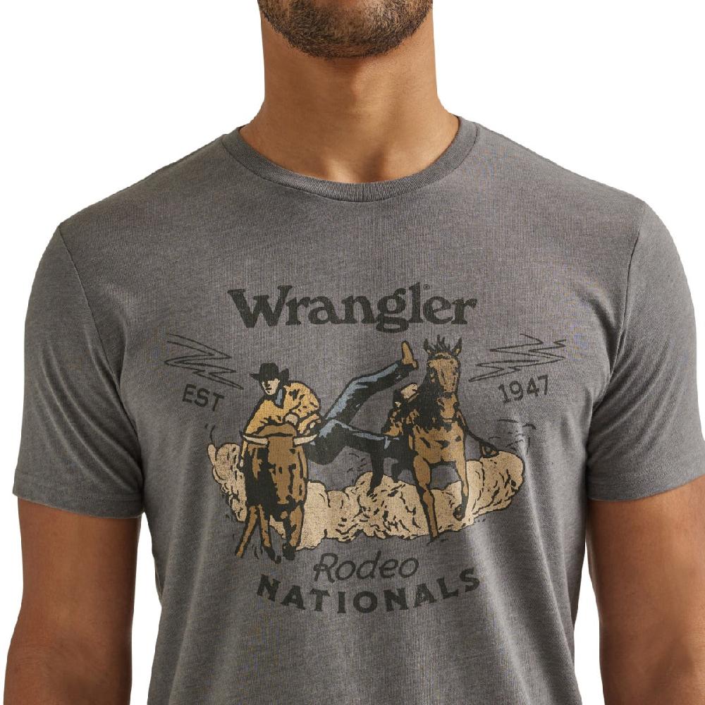 Wrangler Graphite Heather Men's Steer Wrestling Graphic Tee Shirt 112344129