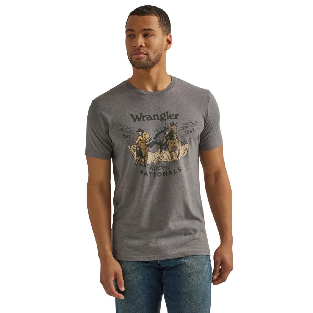 Wrangler Graphite Heather Men's Steer Wrestling Graphic Tee Shirt 112344129