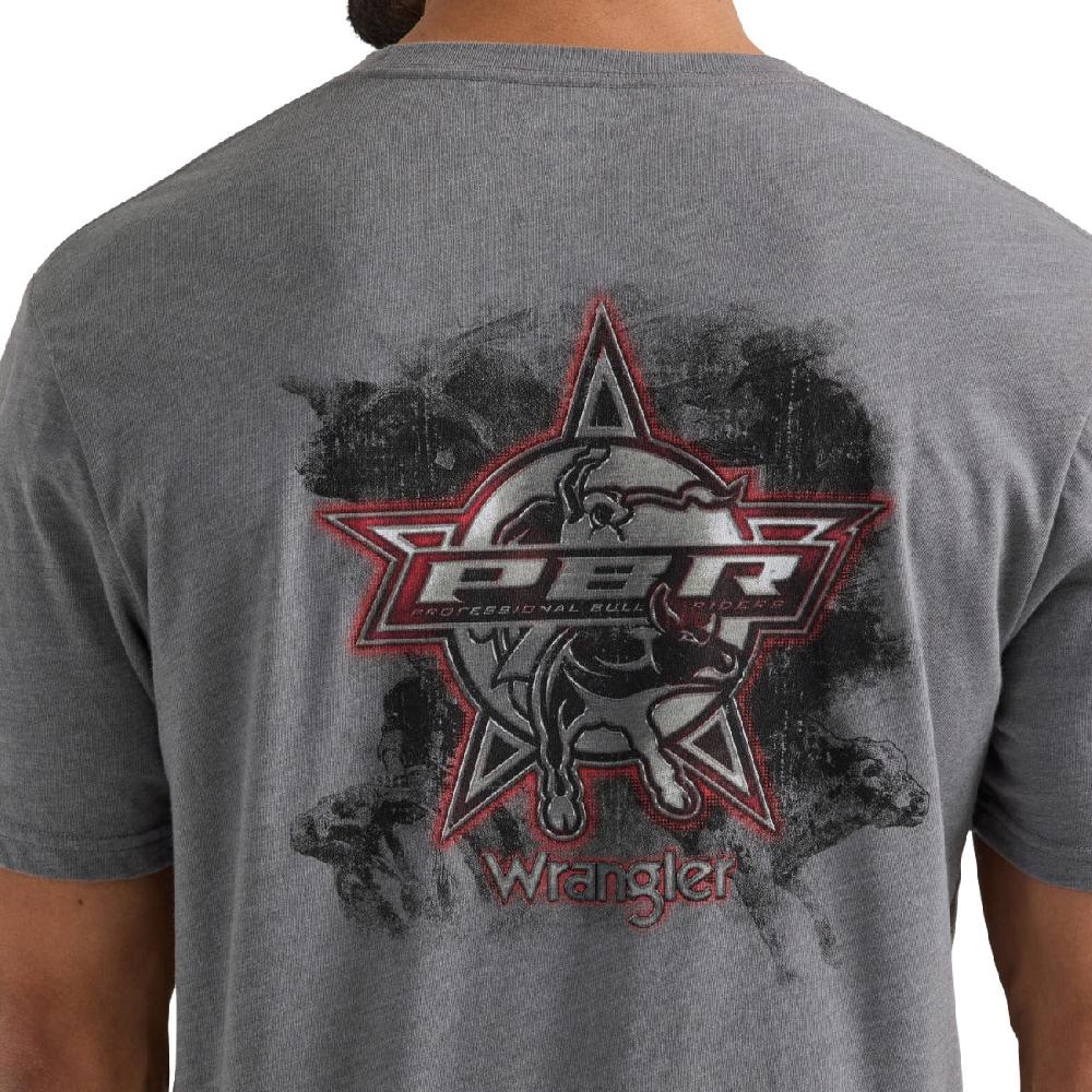 Wrangler Graphite Heather PBR Logo Short Sleeve Ribbed Collar Graphic T-Shirt 112354520