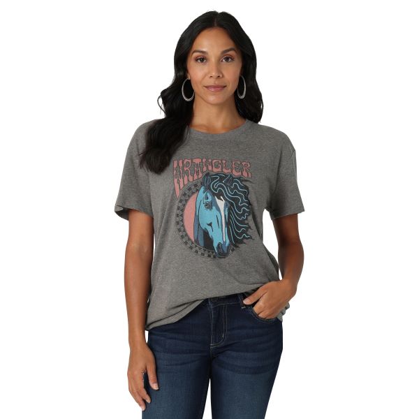 Wrangler Graphite Heather Retro Women's Boyfriend Fit Graphic T-Shirt 112336199
