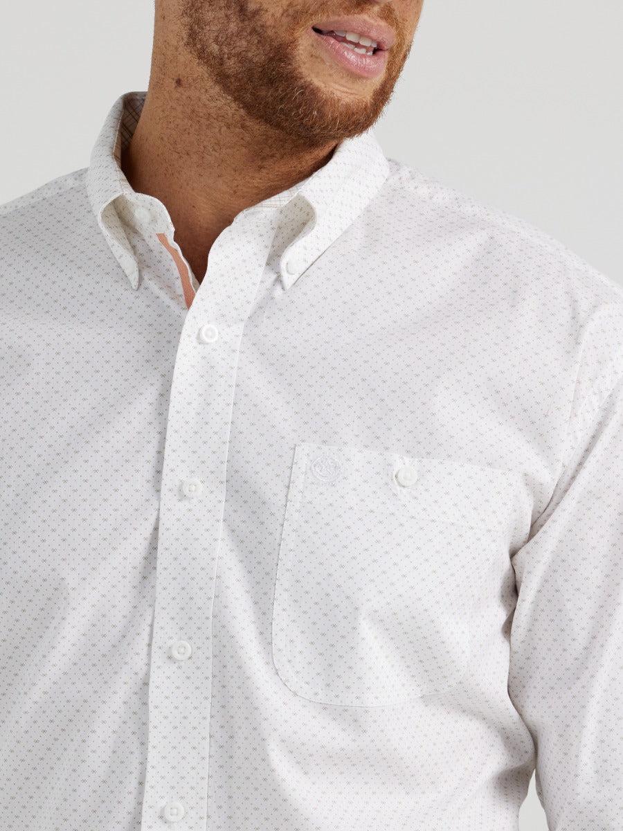 Wrangler Grassy Mini Floral George Strait One Pocket Men's Collared Long Sleeve Button Down Shirt 112344869
