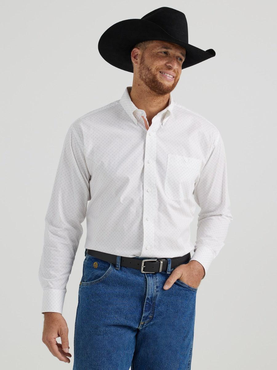 Wrangler Grassy Mini Floral George Strait One Pocket Men's Collared Long Sleeve Button Down Shirt 112344869