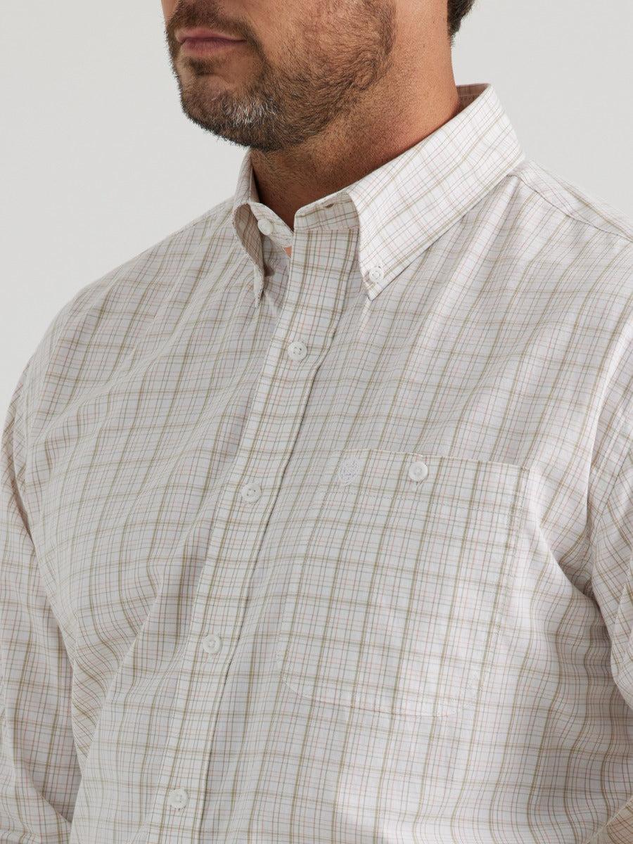 Wrangler Grassy Plaid George Strait Men's One Pocket Collared Long Sleeve Button Down Shirt 112344868