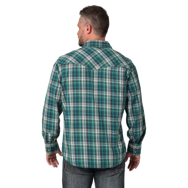 Wrangler Green Daze Plaid Retro Premium Long Sleeve Men's Slim Fit Western Snap Shirt 112330789