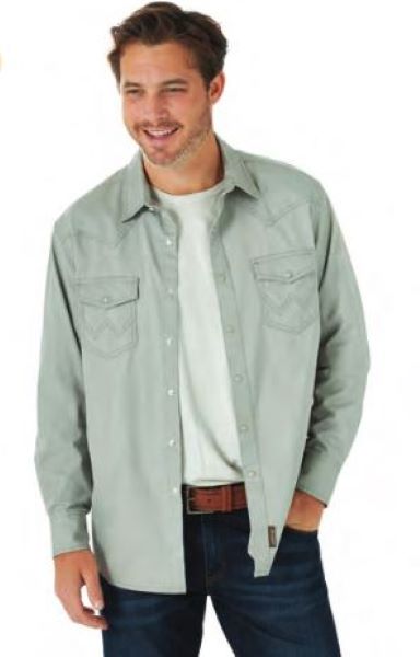 Wrangler Grey Retro Premium Men's Long Sleeve Shirt 112314971