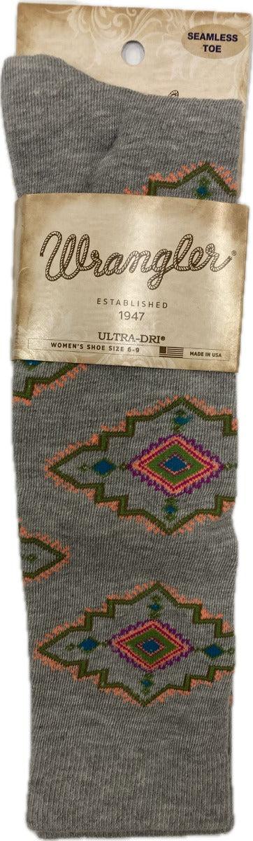 Wrangler Grey Women's Aztec Print Socks 73076-GRY