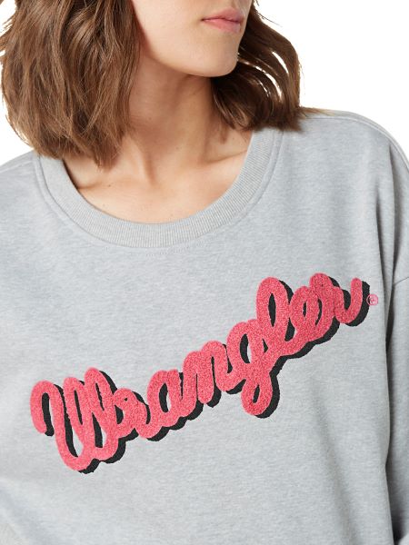 Wrangler Heather Grey Script Drop Shoulder Pullover 112335649