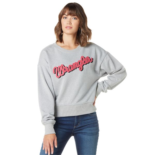 Wrangler Heather Grey Script Drop Shoulder Pullover 112335649