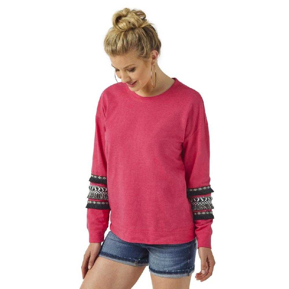 Wrangler Hot Pink With Black Fringe Sweatshirt LWK567K