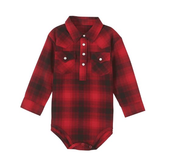 Wrangler Infant Plaid Long Sleeve Bodysuit PQ8046M