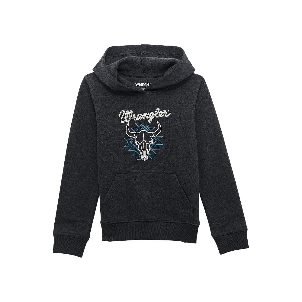 Wrangler Jet Black Boys Hoodie with Steer Head Graphic 112368750