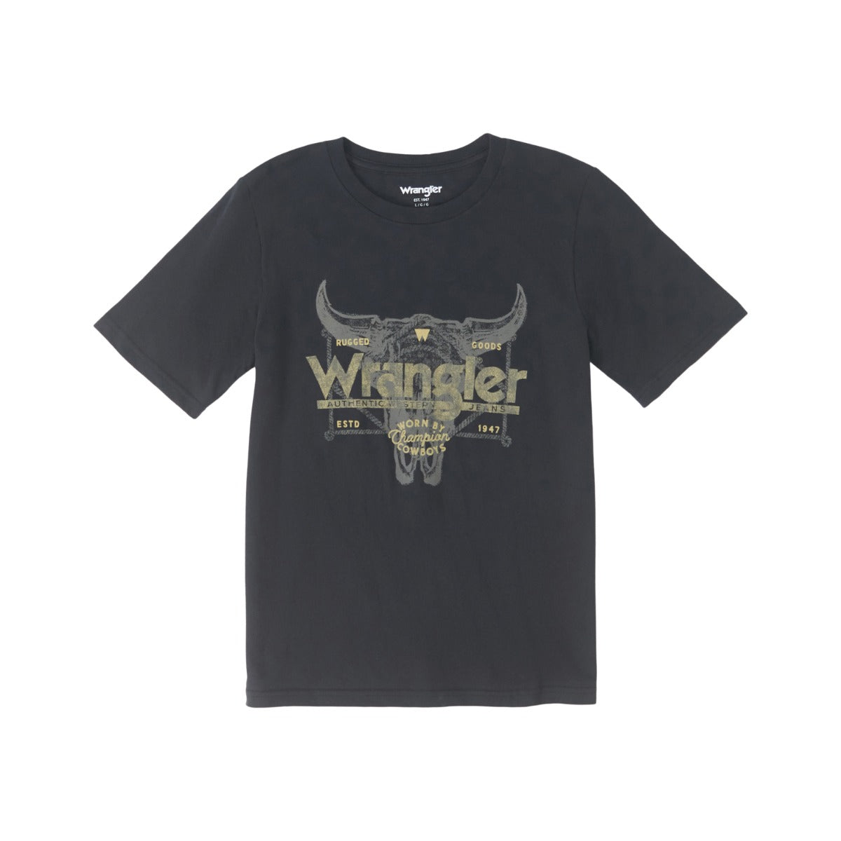 Wrangler Jet Black Boys Wrangler Short Sleeve Graphic T-Shirt With Steerhead 112350059