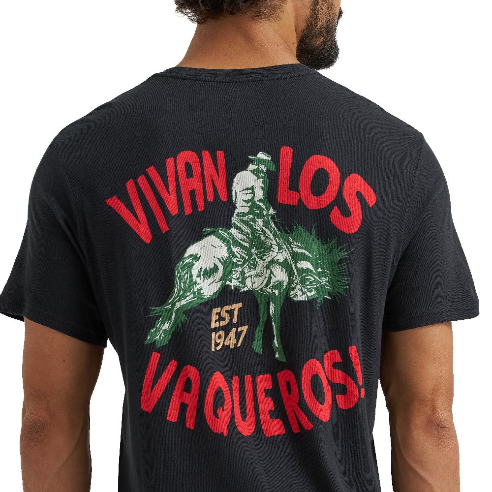 Wrangler Jet Black 'Viivan Los Vaqueros' Men's Short Sleeve Graphic T-Shirt 112365306