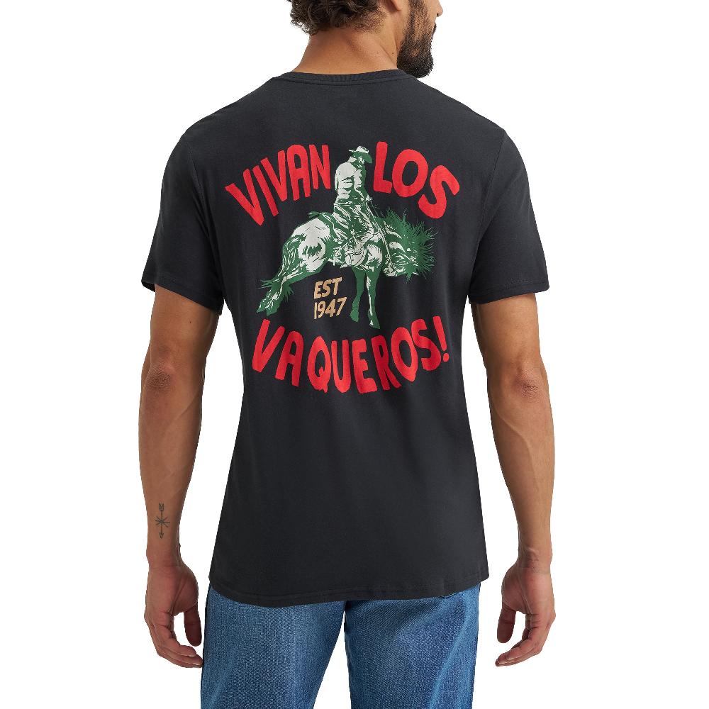 Wrangler Jet Black 'Viivan Los Vaqueros' Men's Short Sleeve Graphic T-Shirt 112365306
