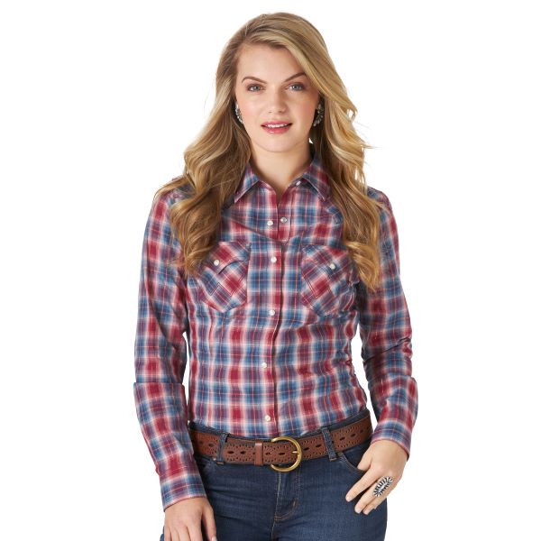 Wrangler Ladies Long Sleeve Western Snap Shirt LW4005M
