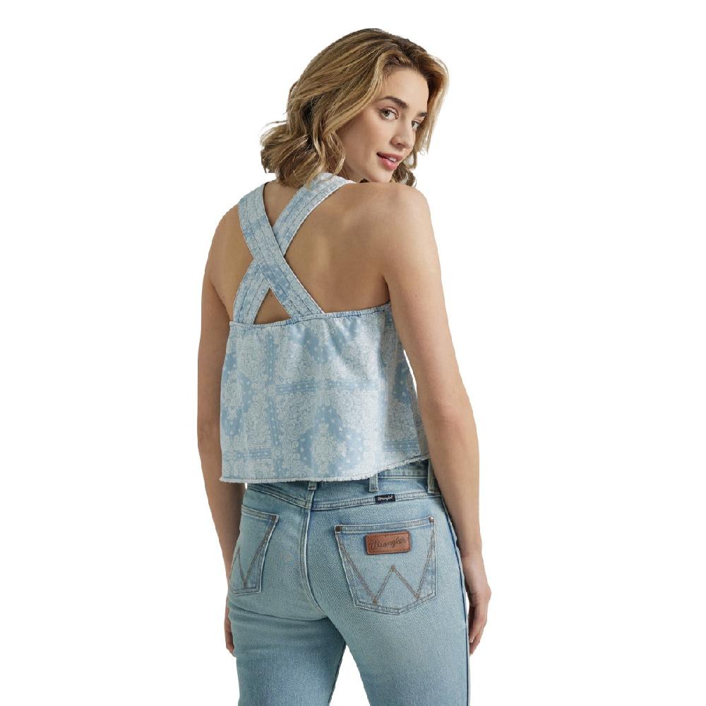 Wrangler Light Blue Bandana Print Women's Sleeveless Tank Top 112347175