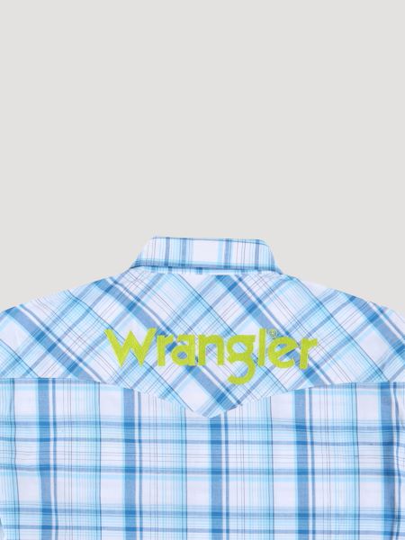 Wrangler Logo Long Sleeve Mens Plaid Snap Shirt 112324644