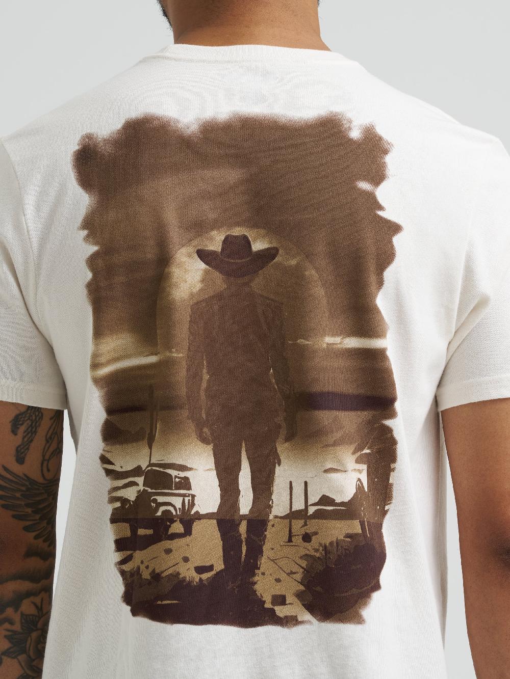 Wrangler Marshmallow Short Sleeve Regular Fit T-Shirt With Cowboy Graphic Scene On The Back 112368735